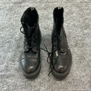 T.U.K Black Leather Men's Gothic Grunge Platform Workwear Boots Men’s Size 12